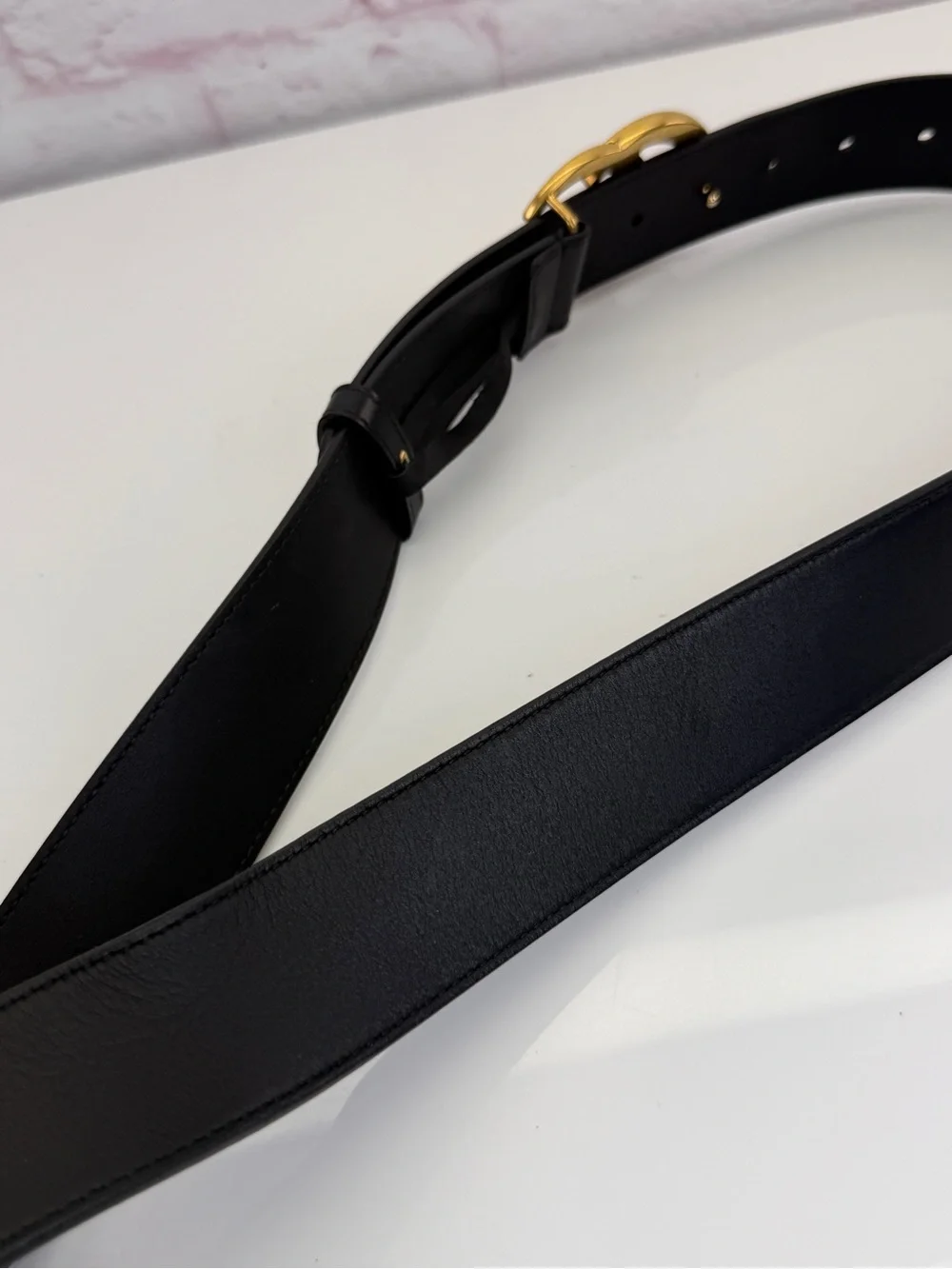 Gucci 2015 Re Edition Wide Leather Belt Gg Double Marmont Black 400593 100/40